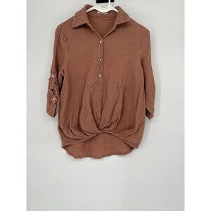 Womens Just Living Top Size Small Rust Color